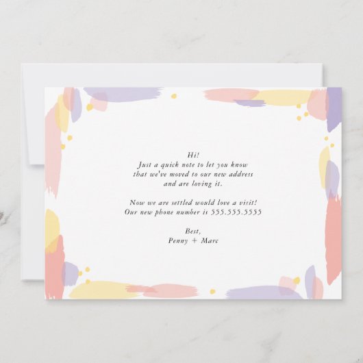 新しいアドモダンレ色彩の鮮やかス・カードを移動 案内状 (裏面)