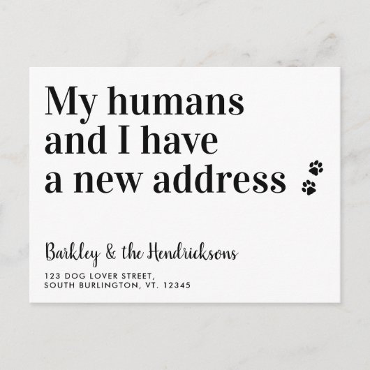新しいアドレスおもしろい引っ越しましたドッグペット移動 案内ポストカード (正面)