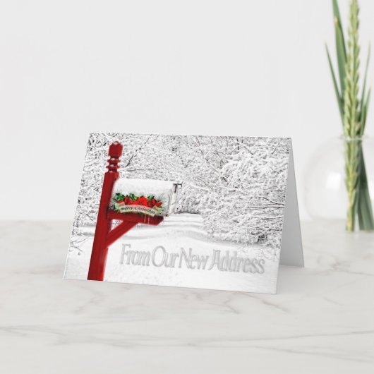 新しいアドレスからの農村部メールボックスのクリスマス シーズンカード (正面)