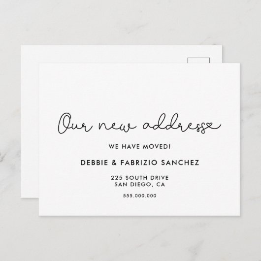新しいアドレスかわいい動きのお知らせ ポストカード (正面/裏面)