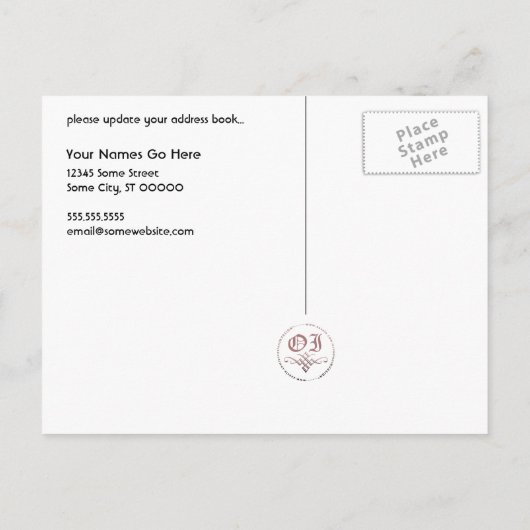 新しいアドレスのお知らせ:エレガント business 案内ポストカード (裏面)