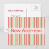 新しいアドレスのオレンジ色の緑のストライプ 案内ポストカード (正面/裏面)