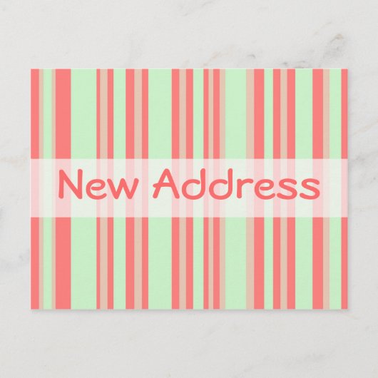 新しいアドレスのオレンジ色の緑のストライプ 案内ポストカード (正面)