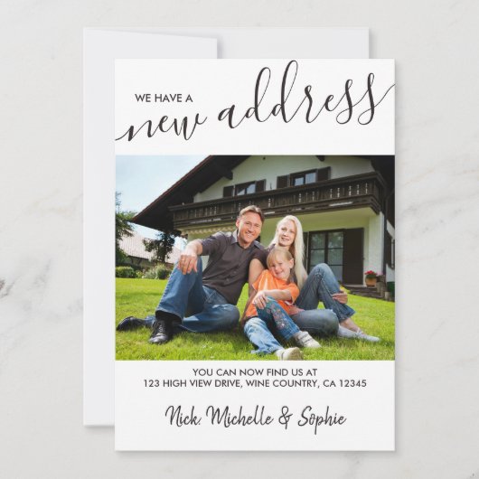 新しいアドレスの写真とスエレガントクリプト移動 案内状 (正面)