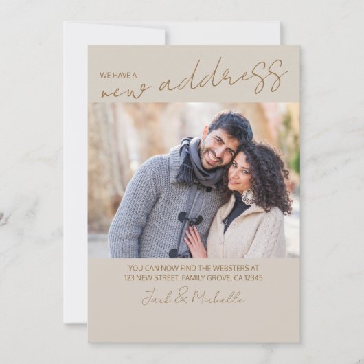 新しいアドレスの写真とスカジュアルクリプト移動 案内状 (正面)