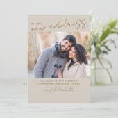 新しいアドレスの写真とスカジュアルクリプト移動 案内状 (スタンド正面)