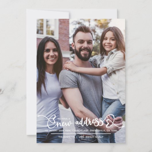 新しいアドレスの写真とハートスクリプトの移動 案内状 (正面)