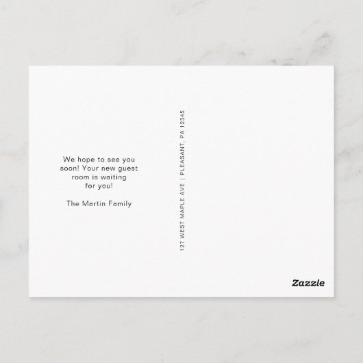 新しいアドレスの写真の発表を移動 ポストカード (裏面)