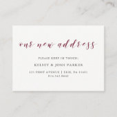 新しいアドレスの挿入 |マルサラエレガントのタイポグラフィ エンクロージャーカード (正面)