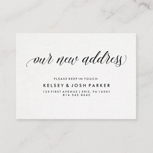 新しいアドレスの挿入 |モダンエレガントタイポグラフィ エンクロージャーカード (正面)