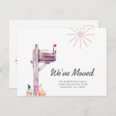 新しいアドレスの水色メールボックスの移動 案内ポストカード (正面/裏面)