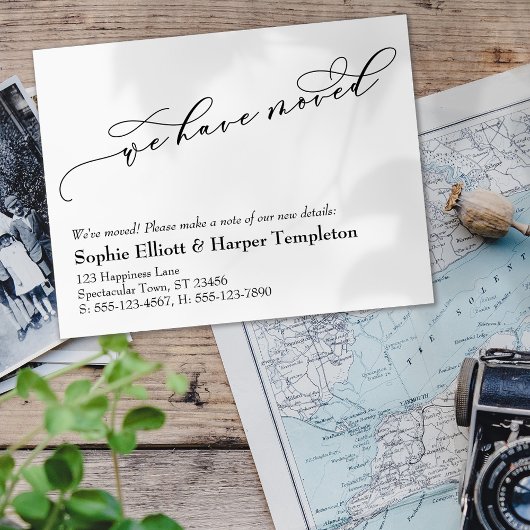 新しいアドレスの発表を移動した ノートカード