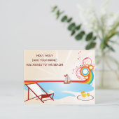 新しいアドレスの移動ビーチ 案内ポストカード (スタンド正面)