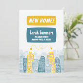 新しいアドレスの移動告知の漫画スタイル 招待状 (スタンド正面)