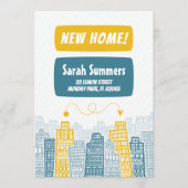 新しいアドレスの移動告知の漫画スタイル 招待状 (正面)