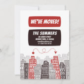 新しいアドレスの移動告知の漫画スタイル 招待状 (正面)