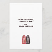 新しいアドレスの移動告知の漫画スタイル 招待状 (裏面)