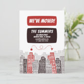 新しいアドレスの移動告知の漫画スタイル 招待状 (スタンド正面)