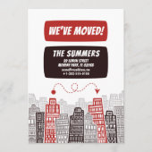 新しいアドレスの移動告知の漫画スタイル 招待状 (正面)