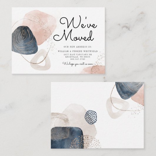 新しいアドレスの移動抽象芸術引っ越しました ノートカード (正面/裏面)