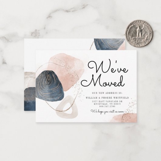 新しいアドレスの移動抽象芸術引っ越しました ノートカード (正面/裏面インサイチュ)