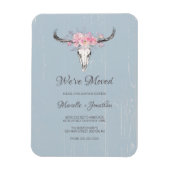 新しいアドレスの移動素朴cowスカルBohoフローラ マグネット (縦)