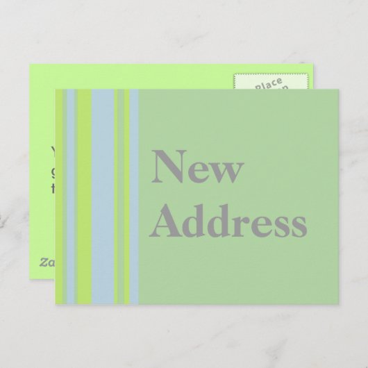 新しいアドレスの黄色い灰色の青ストライプ色 案内ポストカード (正面/裏面)