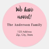 新しいアドレスを移動したピンク ラウンドシール (正面)