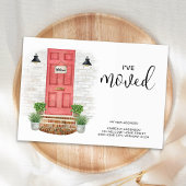 新しいアドレスを移動した水の色の赤いフロントドア ノートカード