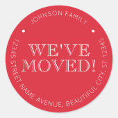 新しいアドレスを移動する赤い引っ越しましたのミニマル ラウンドシール (正面)
