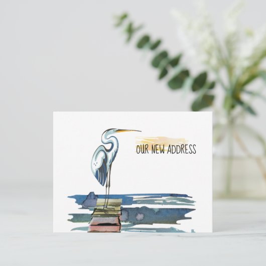 新しいアドレスウォーターフロント素晴らしブルーヘロン移動 案内ポストカード (スタンド正面)