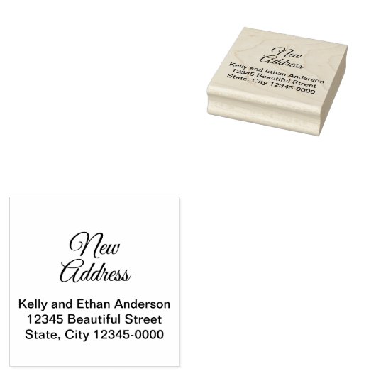 新しいアドレスエレガントスクリプトと差出人住所文字 ラバースタンプ (押印)