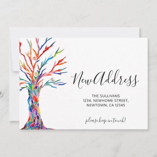 新しいアドレスカラフルツリーの移動案内 案内状 (正面)
