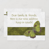 新しいアドレスカードゲストバタフライブロケージグリーン 案内ポストカード (正面/裏面)