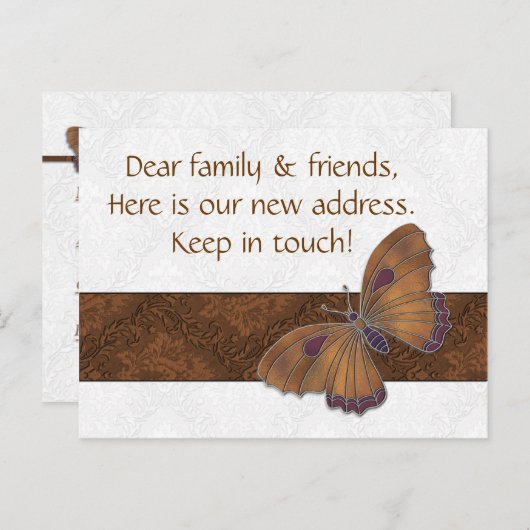 新しいアドレスカードゲストバタフライブロケード銅 案内ポストカード (正面/裏面)