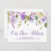 新しいアドレススクリプトのレタリング紫の移動 ポストカード (正面/裏面)