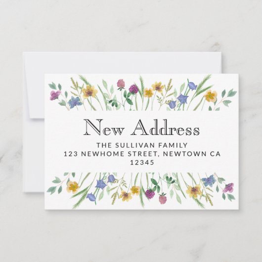 新しいアドレスフローラの移動告知ミニカード ノートカード (正面)