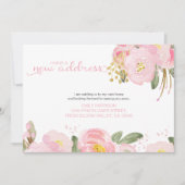 新しいアドレスフローラピンク金ゴールドの移動 案内状 (正面)