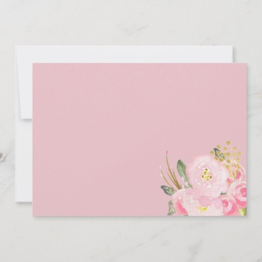 新しいアドレスフローラピンク金ゴールドの移動 案内状 (裏面)