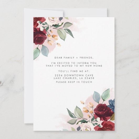 新しいアドレスブルゴーニュフローラ新しいホームムービング 案内状 (裏面)