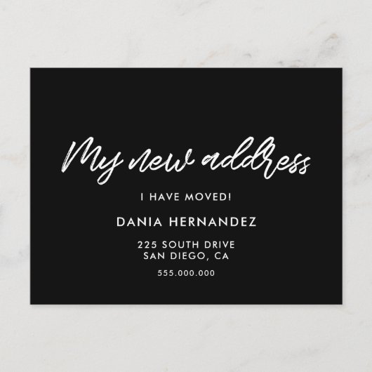 新しいアドレスモダンが黒に変わる ポストカード (正面)