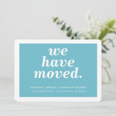 新しいアドレスモダンのミニマルターコイズ 案内状 (スタンド正面)