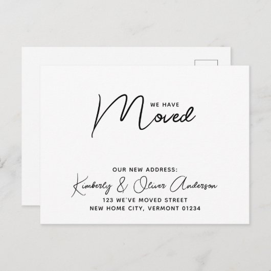 新しいアドレスモダンの移動タイポグラフィを移動 案内ポストカード (正面/裏面)