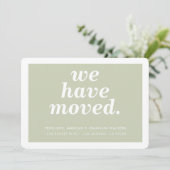 新しいアドレスモダンセージミニマルを移動した 案内状 (スタンド正面)