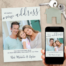 新しいアドレス写真とスクリプエレガントトのミント移動 案内状