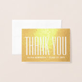 新しいアドレス卒業ありがとう写真モダン金ゴールド 箔カード (封筒付き正面)