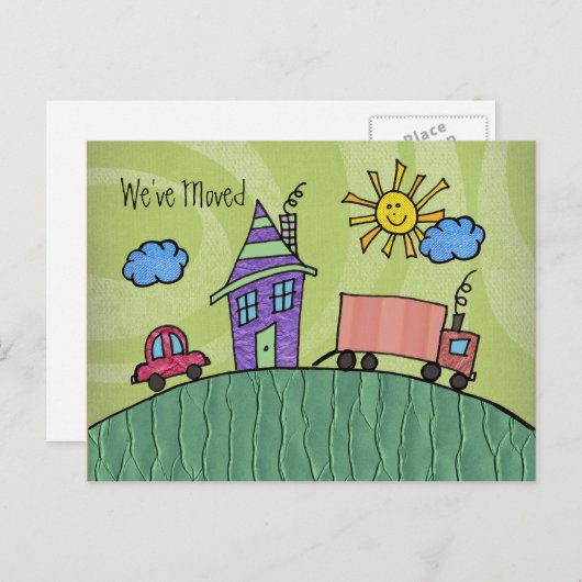 新しいアドレス引っ越しましたハウス通知 案内ポストカード (正面/裏面)