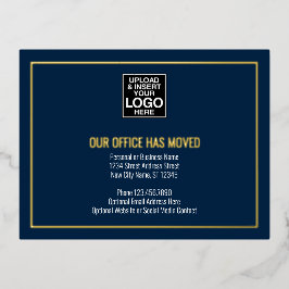 新しいアドレス情報 – ネイビー – ビジネスロゴ 箔招待状ポストカード