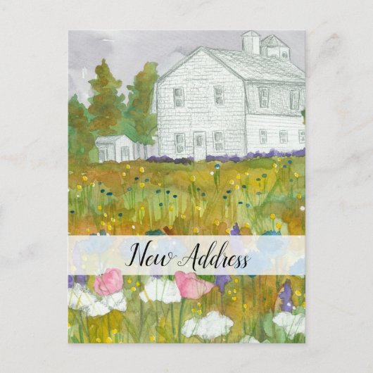 新しいアドレス我々移動したファームハウスメドウ ポストカード (正面)