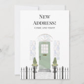 新しいアドレス新しいホームウォーターカラーグリーンドア 案内状 (正面)